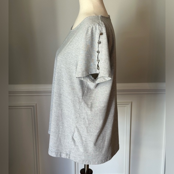 Rose & Olive Gray Short Sleeve T-Shirt with Silver Button Sleeves size XL - Picture 5 of 12